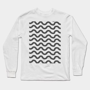 Grey horizontal wavy lines pattern Long Sleeve T-Shirt